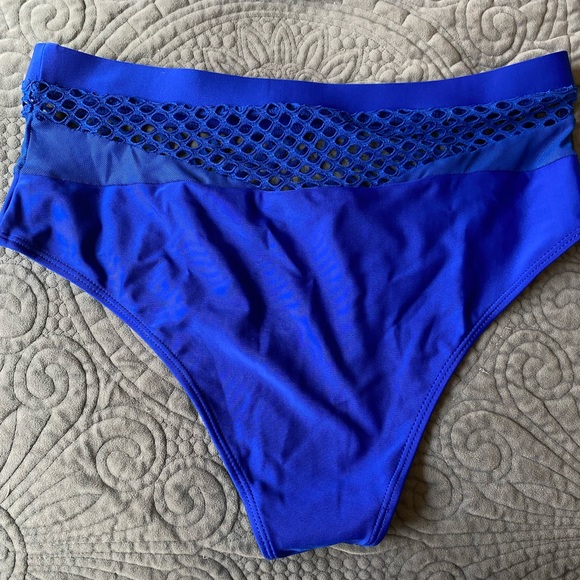 Blue Mesh Overlay Bikini - Picture 3 of 7